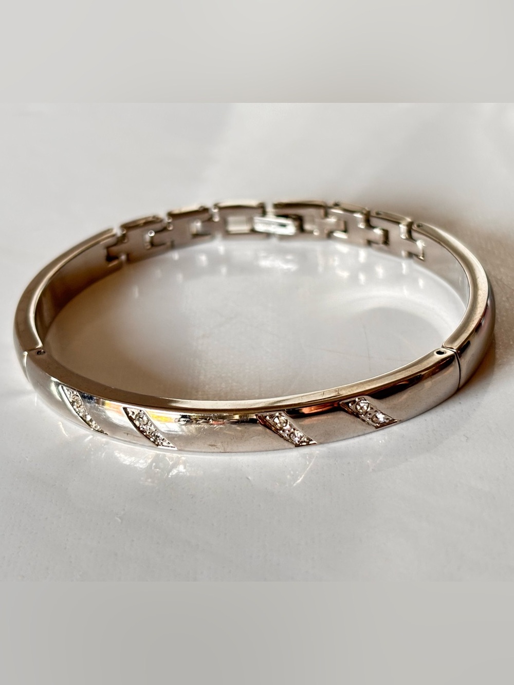 🌷5/25$ China articulated bangle bracelet, made of polished silver metal